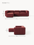 Cermenate Modular Velvet Sofa (4-seater) with Ottoman (left/right)