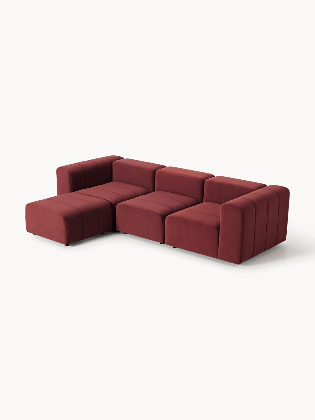 Cermenate Modular Velvet Sofa (4-seater) with Ottoman (left/right)