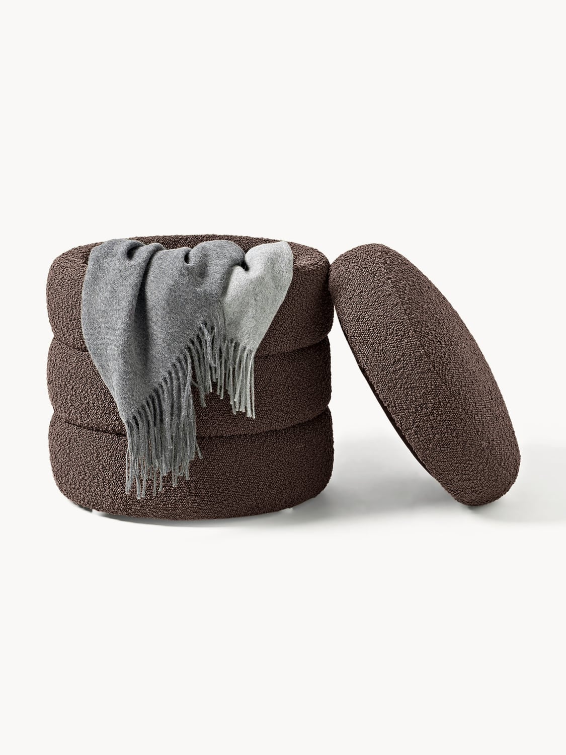 Alserio Bouclé Upholstered Stool with Storage Space