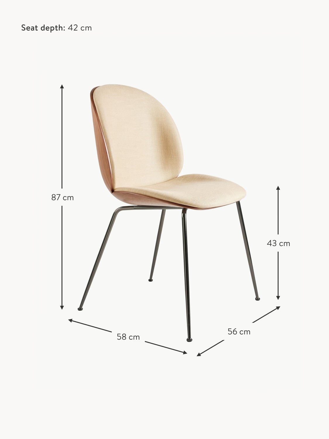 Argegno Upholstered Chair with Seat Shell