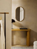 Orsenigo Oval Wall Mirror with Oak Wood Frame