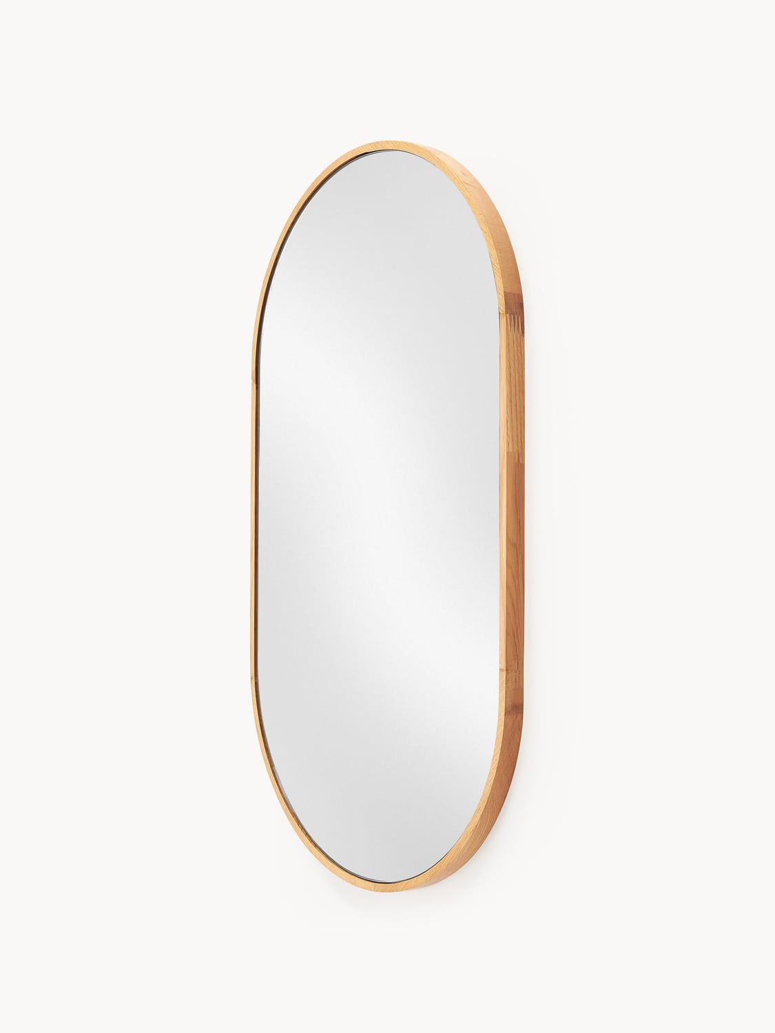 Orsenigo Oval Wall Mirror with Oak Wood Frame
