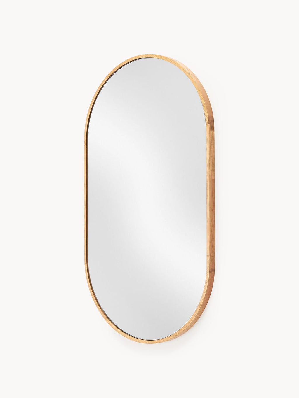 Orsenigo Oval Wall Mirror with Oak Wood Frame