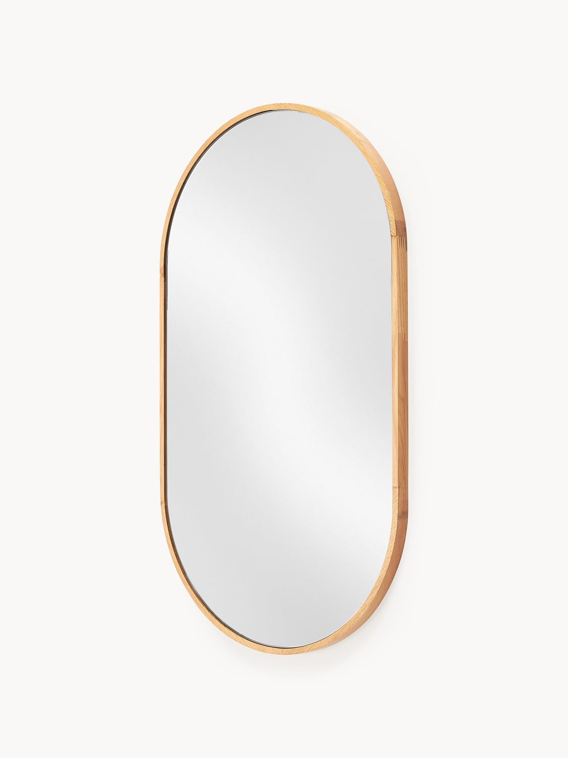Orsenigo Oval Wall Mirror with Oak Wood Frame