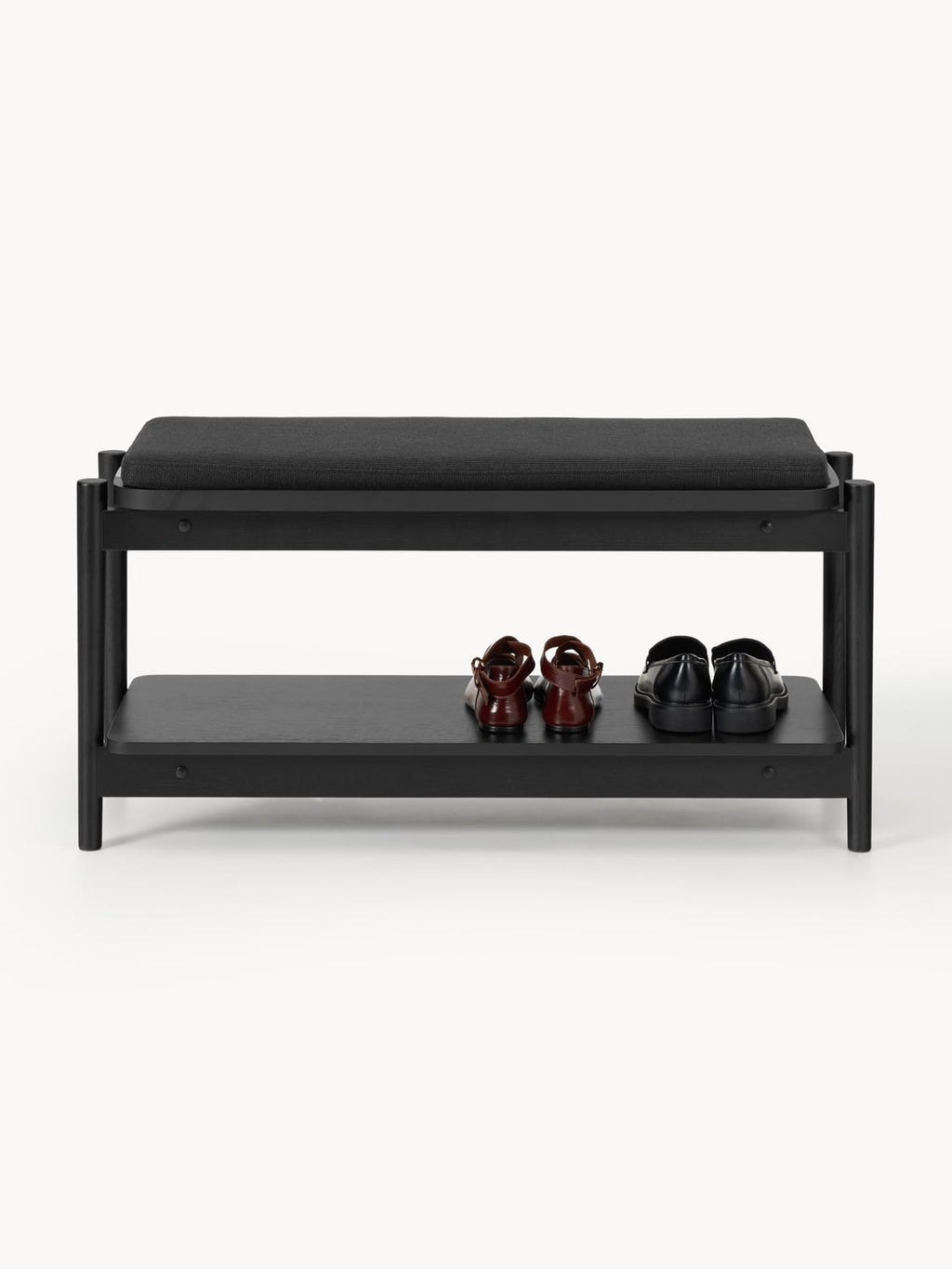 Varenna Upholstered Wooden Bench with Shoe Rack