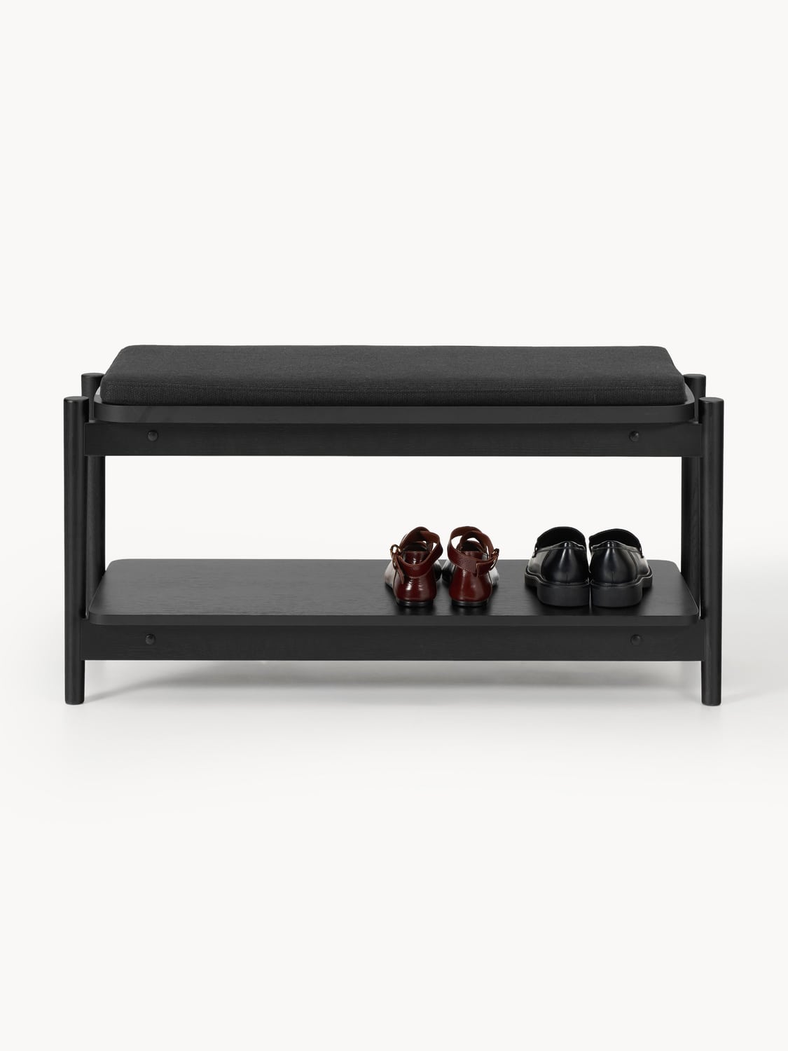 Varenna Upholstered Wooden Bench with Shoe Rack