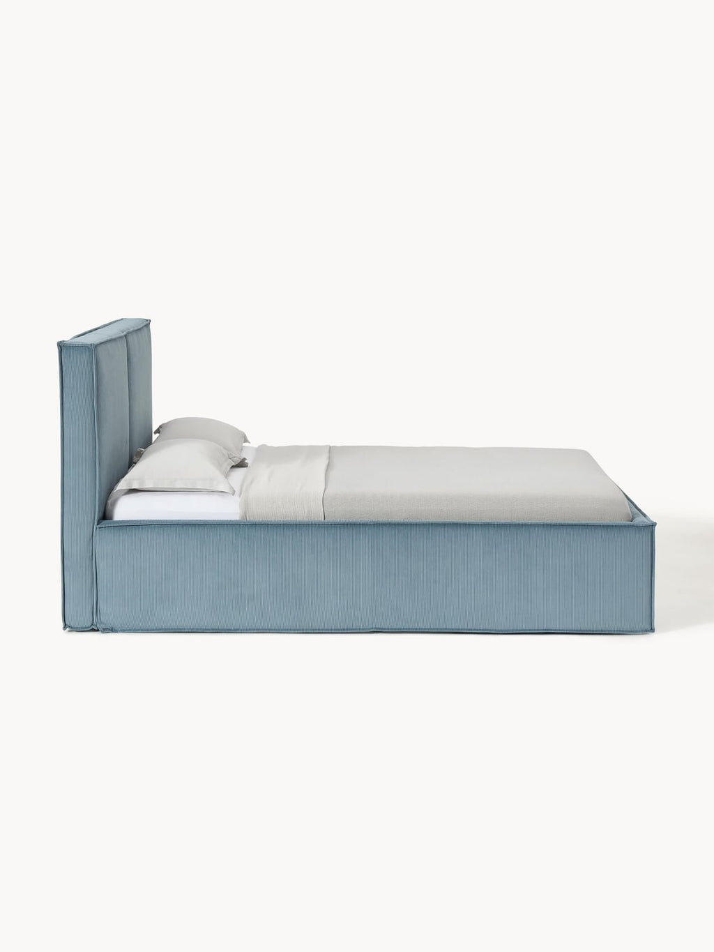 Figino Upholstered Corduroy Bed with Storage Space