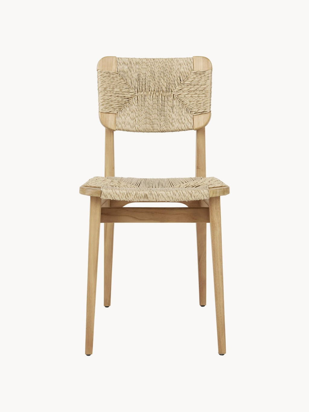 Turate C-Chair Teak Wood Garden Dining Chair with Woven Seat and Backrest