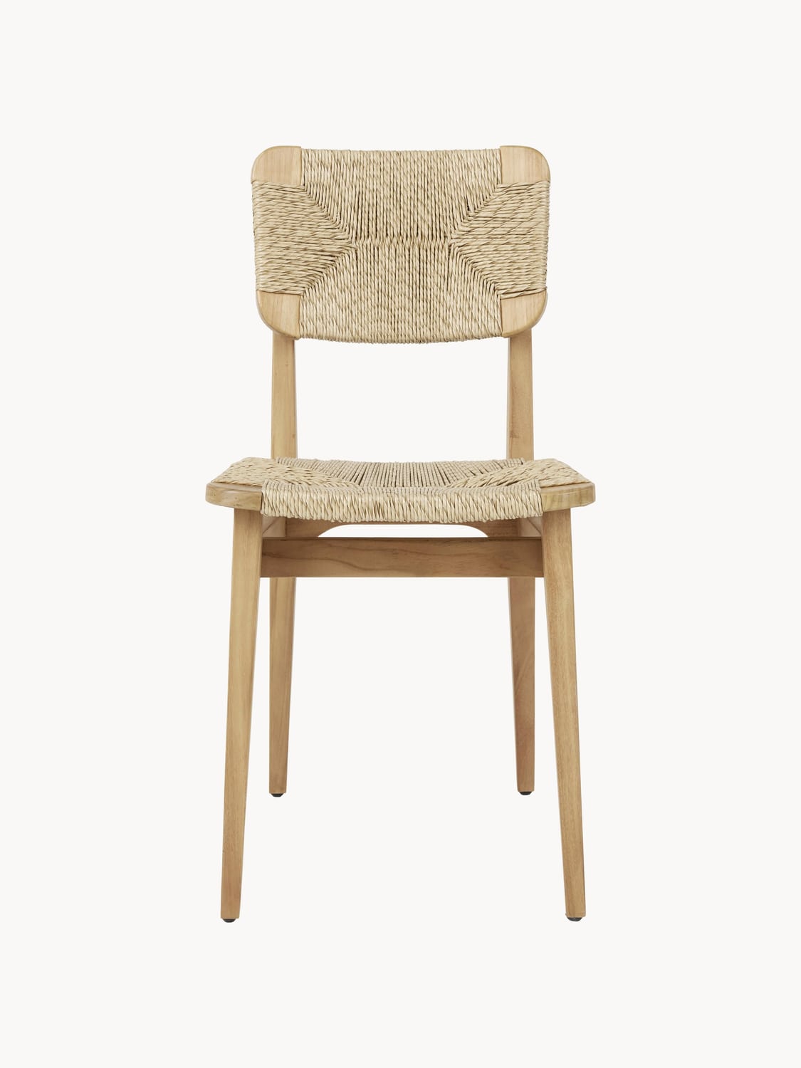 Turate C-Chair Teak Wood Garden Dining Chair with Woven Seat and Backrest