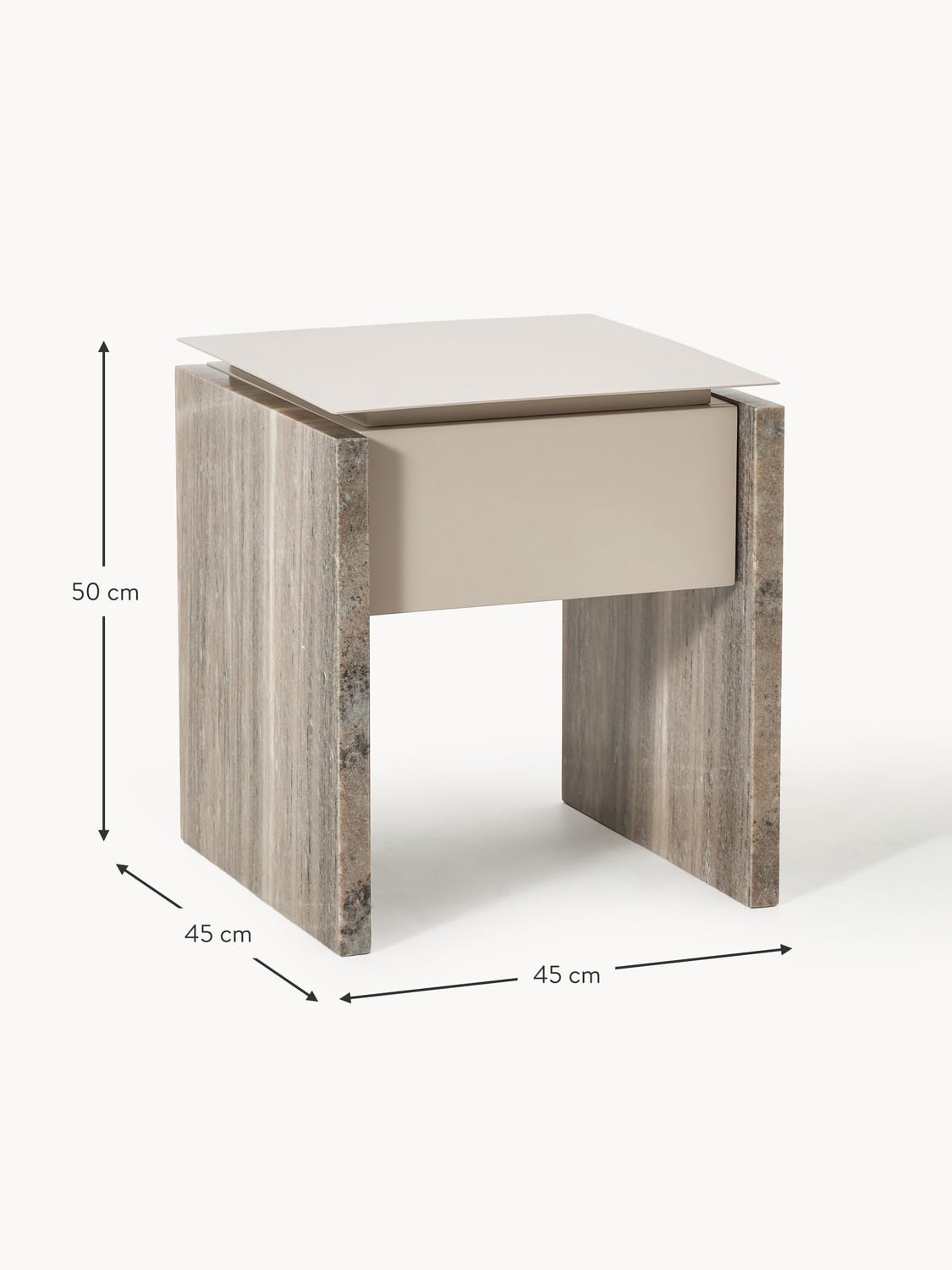 Carlazzo Marble and Metal Bedside Table
