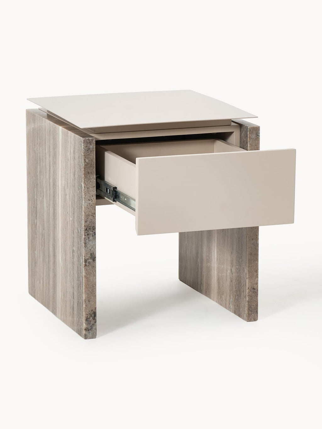 Carlazzo Marble and Metal Bedside Table