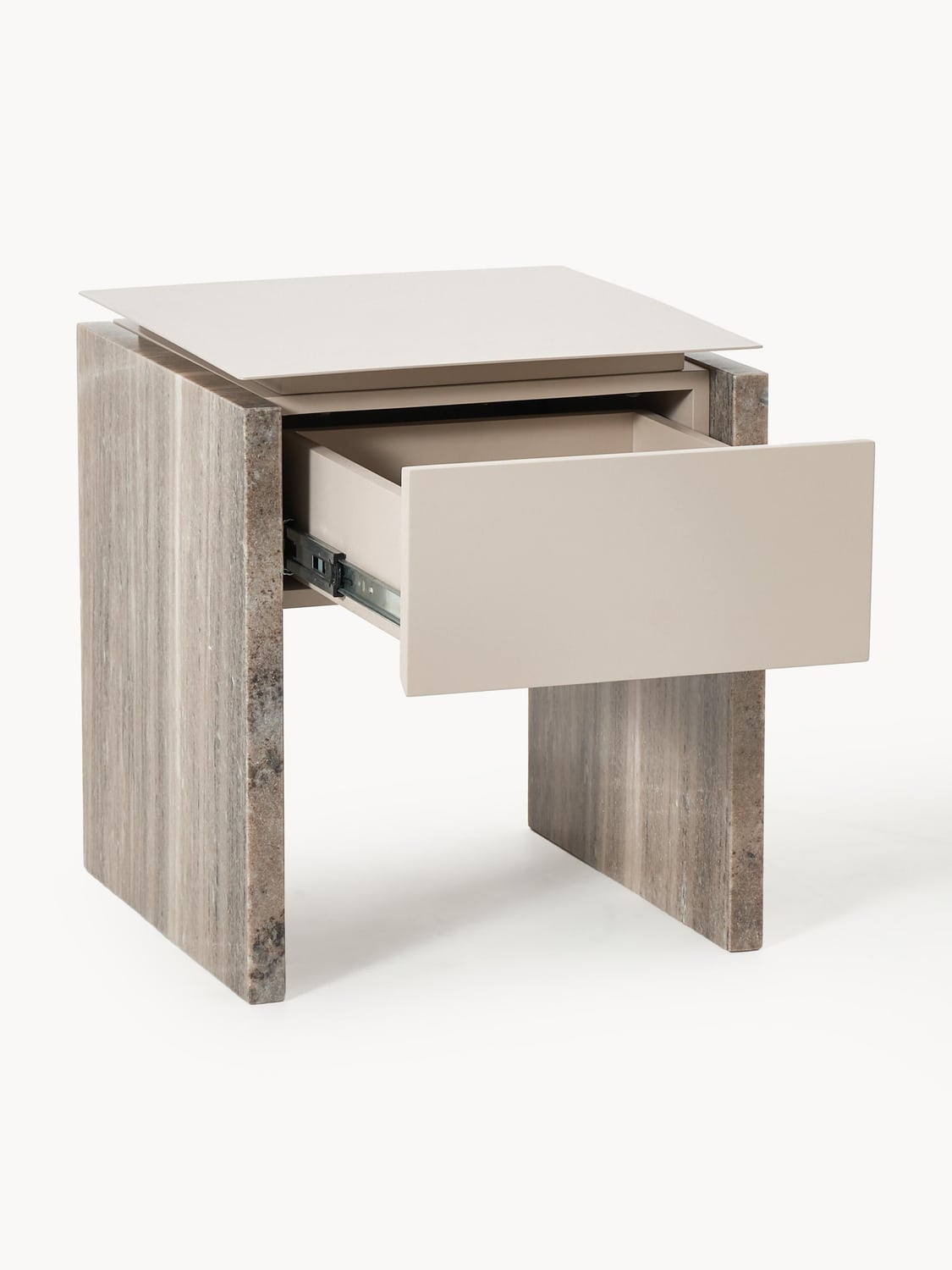 Carlazzo Marble and Metal Bedside Table