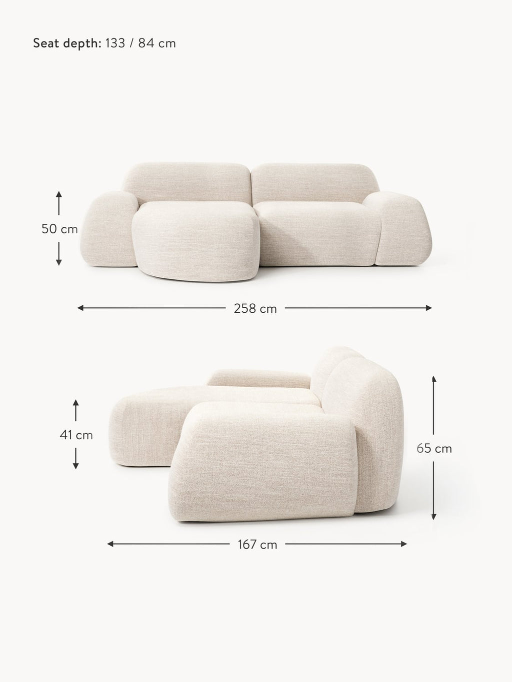 Bellara Modular Bouclé Corner Sofa (3-seater)