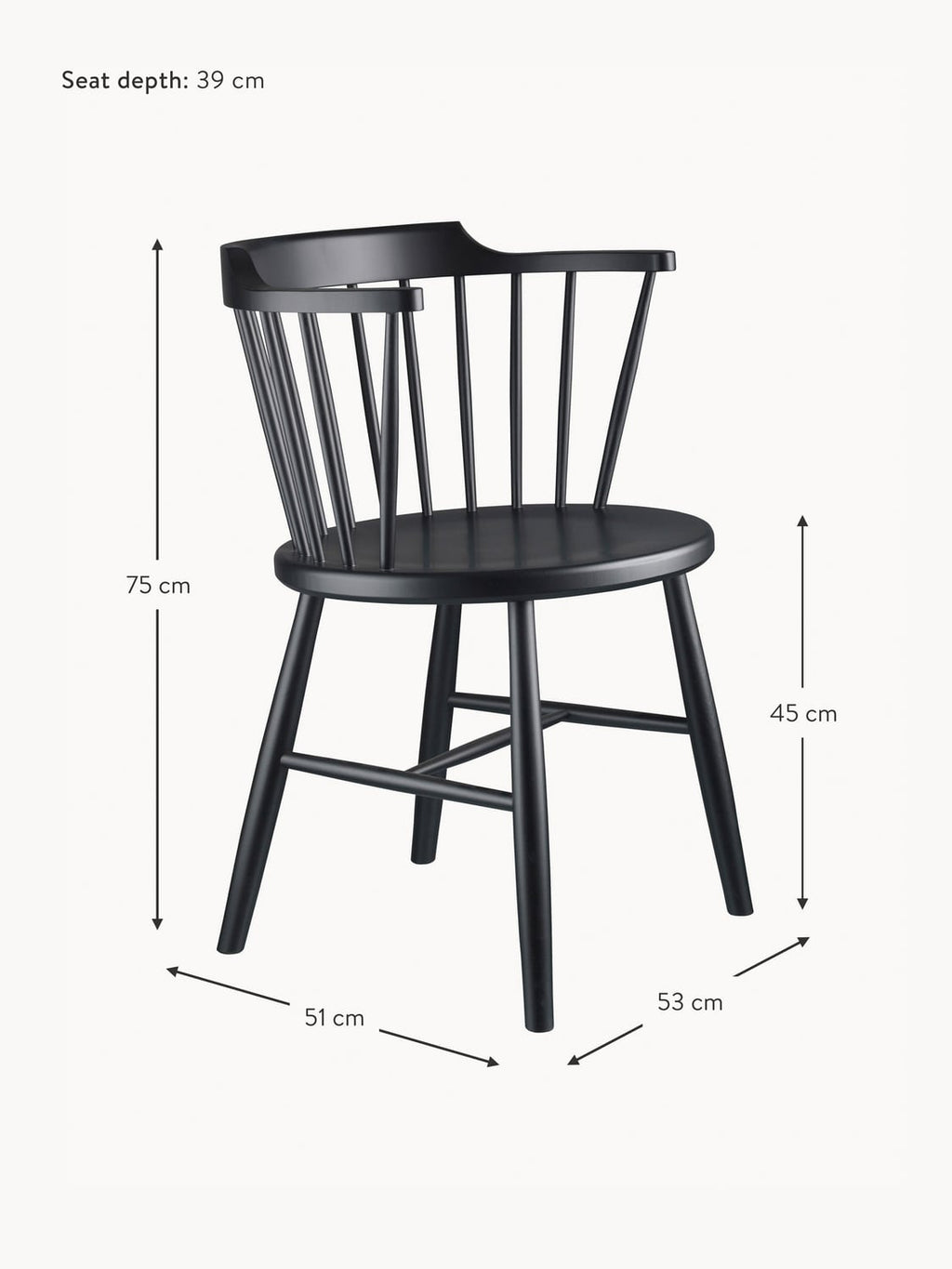 Bellara J18 Handmade Beech Wood Dining Chair with Armrests