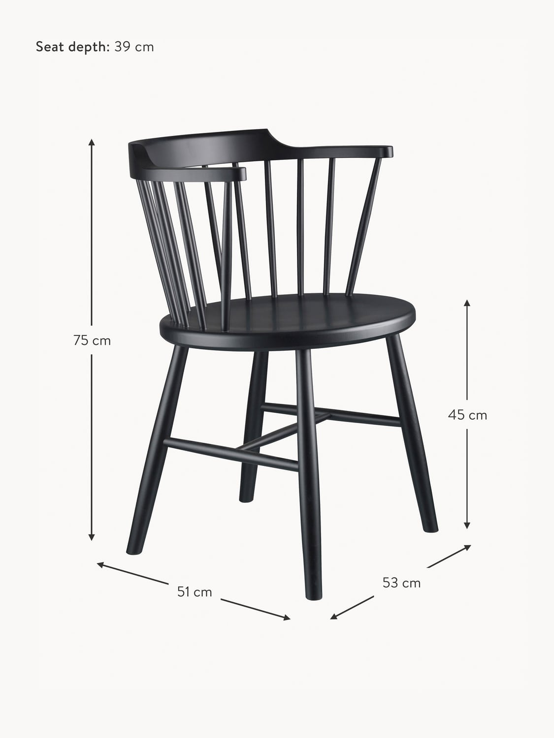 Bellara J18 Handmade Beech Wood Dining Chair with Armrests