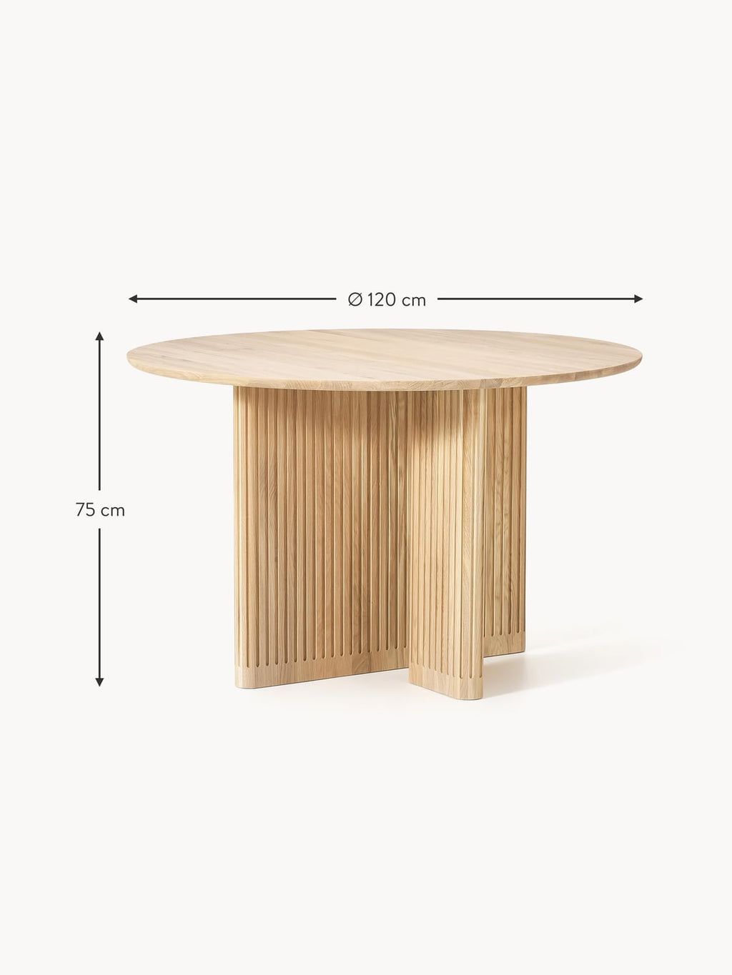 Maccagno Round Oak Wood Dining Table, Ø 120 cm