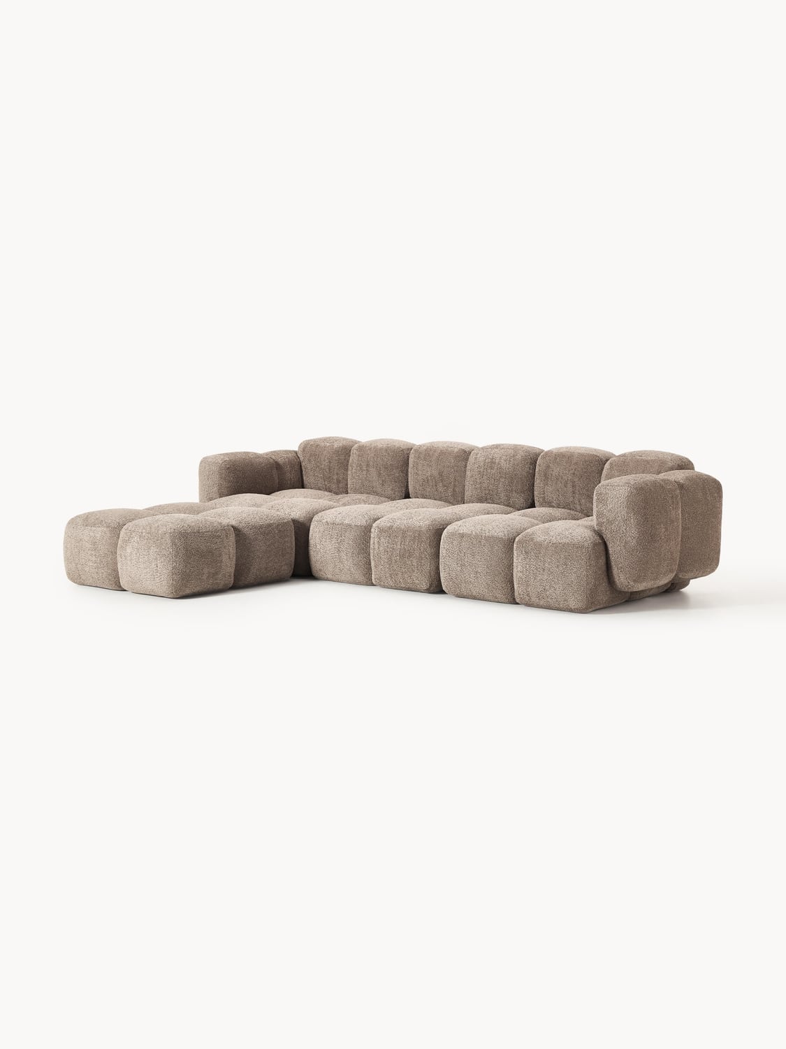 Valbrona Modular Teddy-Bouclé Sofa (4-seater) with Ottoman (left/right)