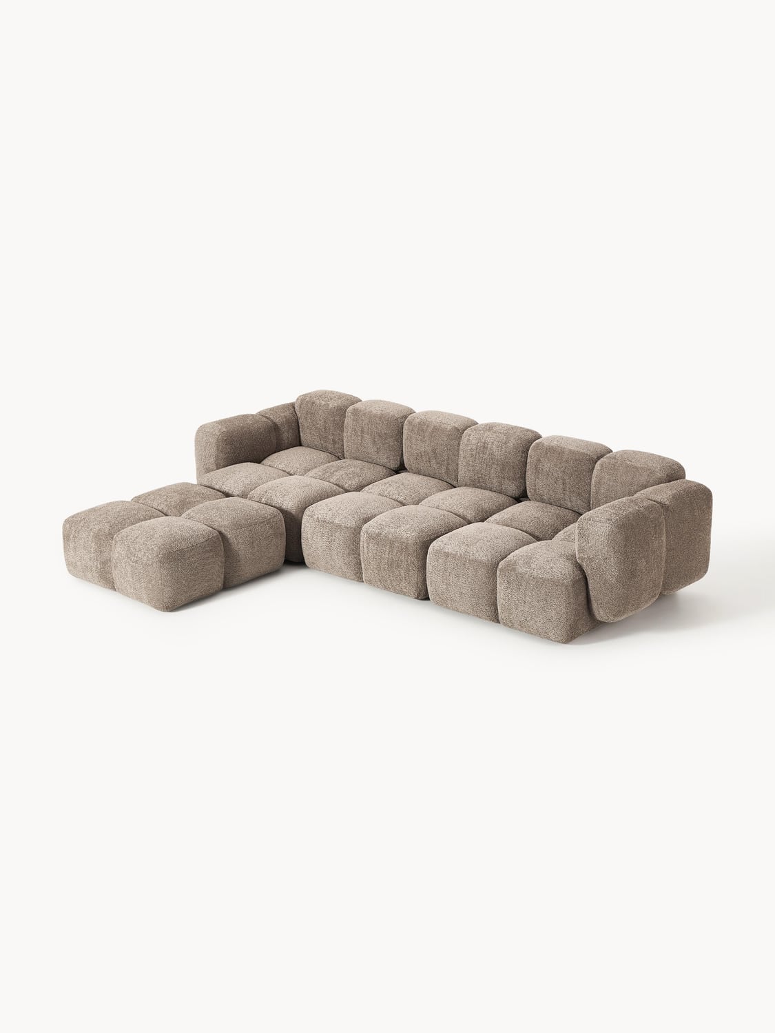 Valbrona Modular Teddy-Bouclé Sofa (4-seater) with Ottoman (left/right)