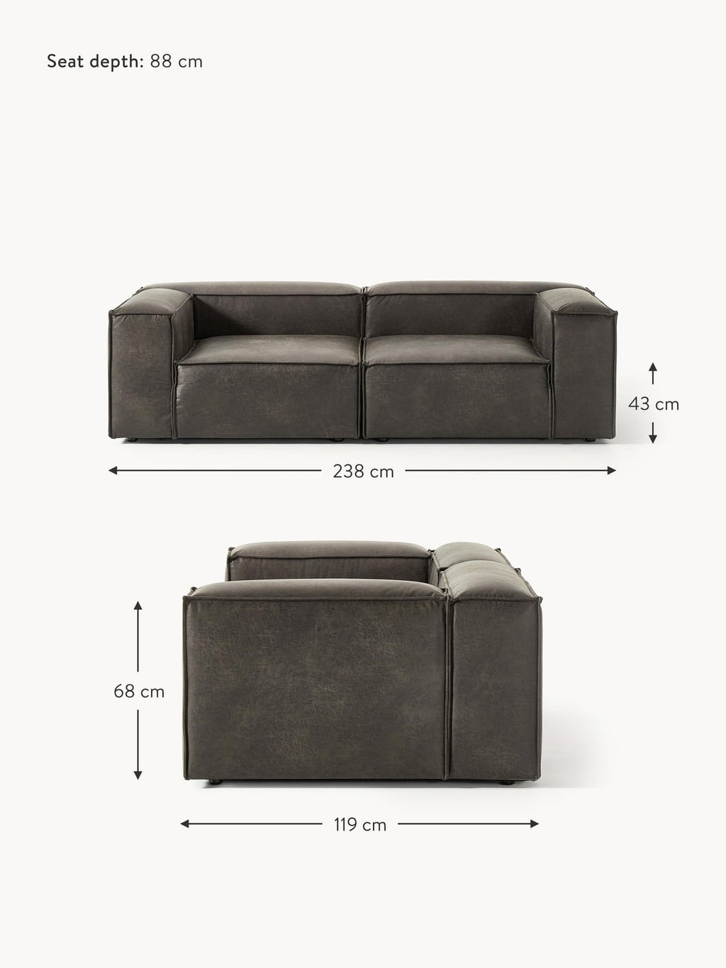 Tavordo Modular Leather Sofa (3-seater)