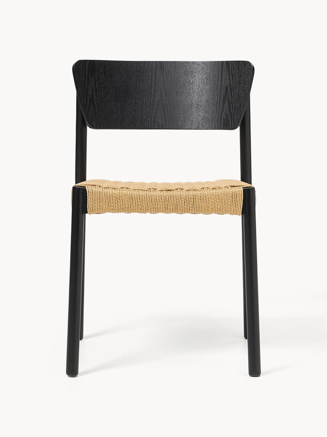 Nobiallo Wooden Dining Chairs with Rattan Seat (set of 2)
