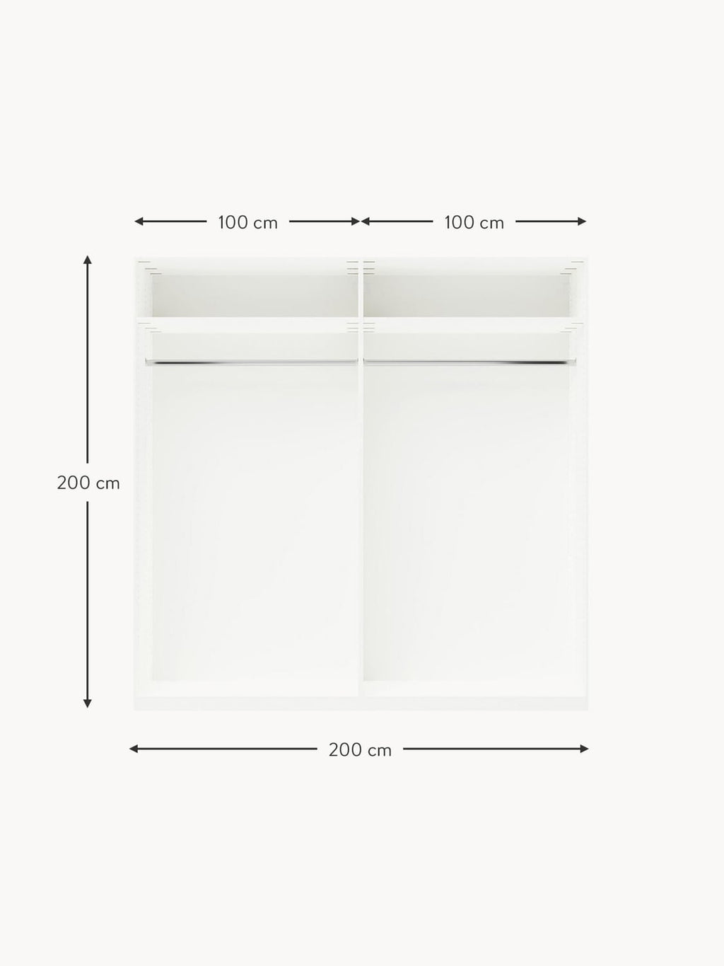 Dosso Modular Hinged Door Wardrobe, 200 cm Wide — available in several sizes