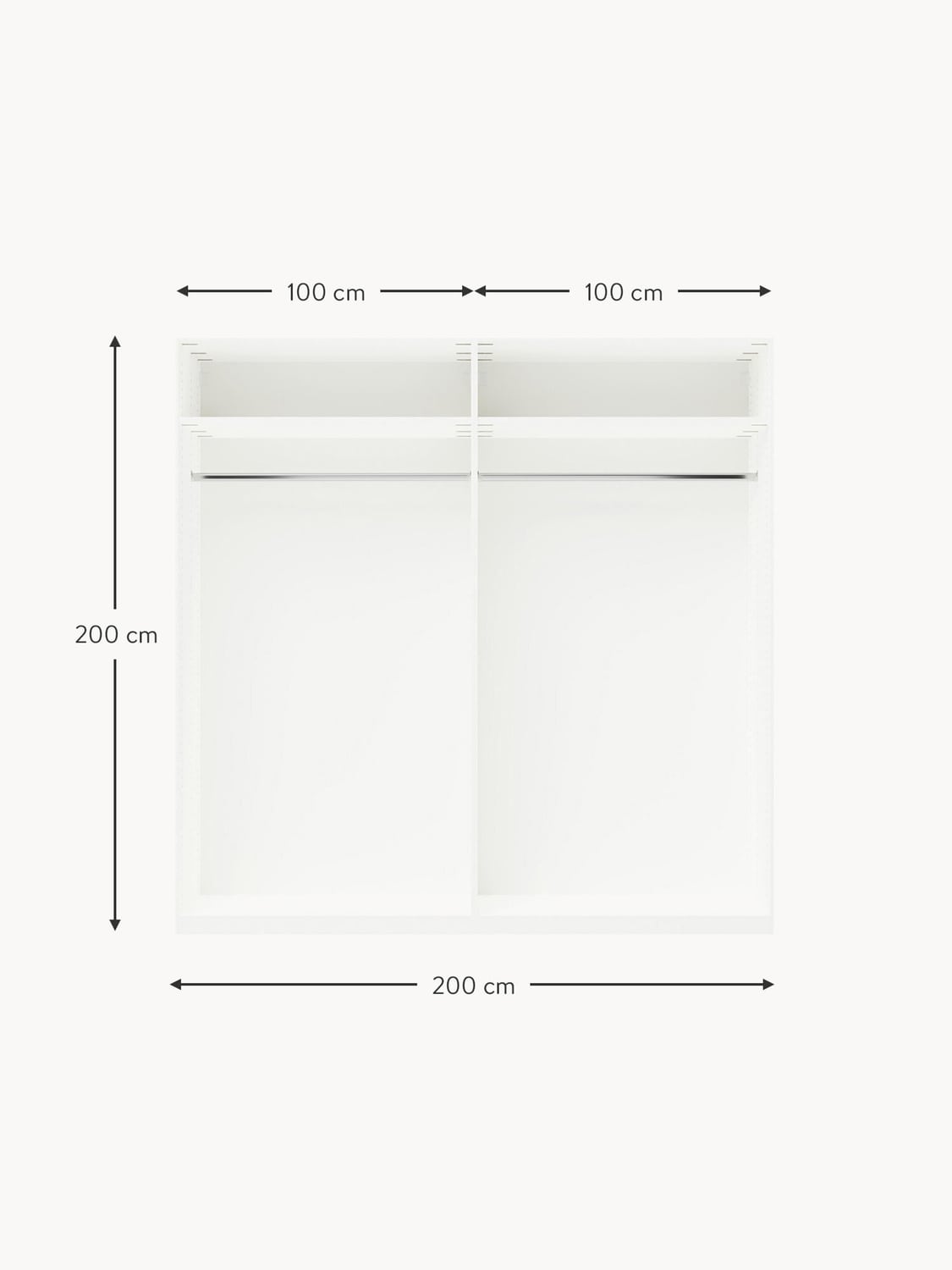 Dosso Modular Hinged Door Wardrobe, 200 cm Wide — available in several sizes