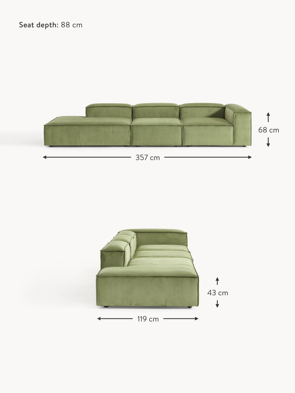 Tavordo XL Corduroy Modular Ottoman