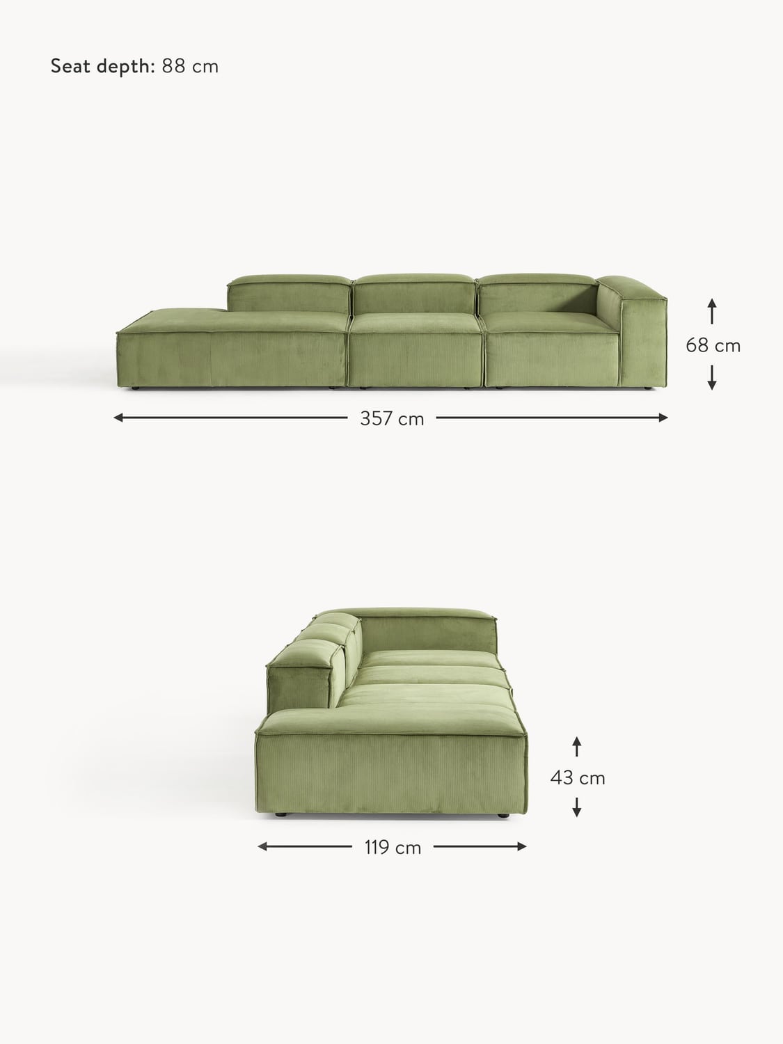 Tavordo XL Corduroy Modular Ottoman