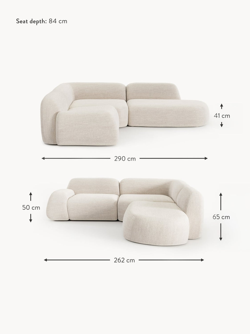 Bellara Modular Bouclé Corner Sofa (4-seater) with Chaise End