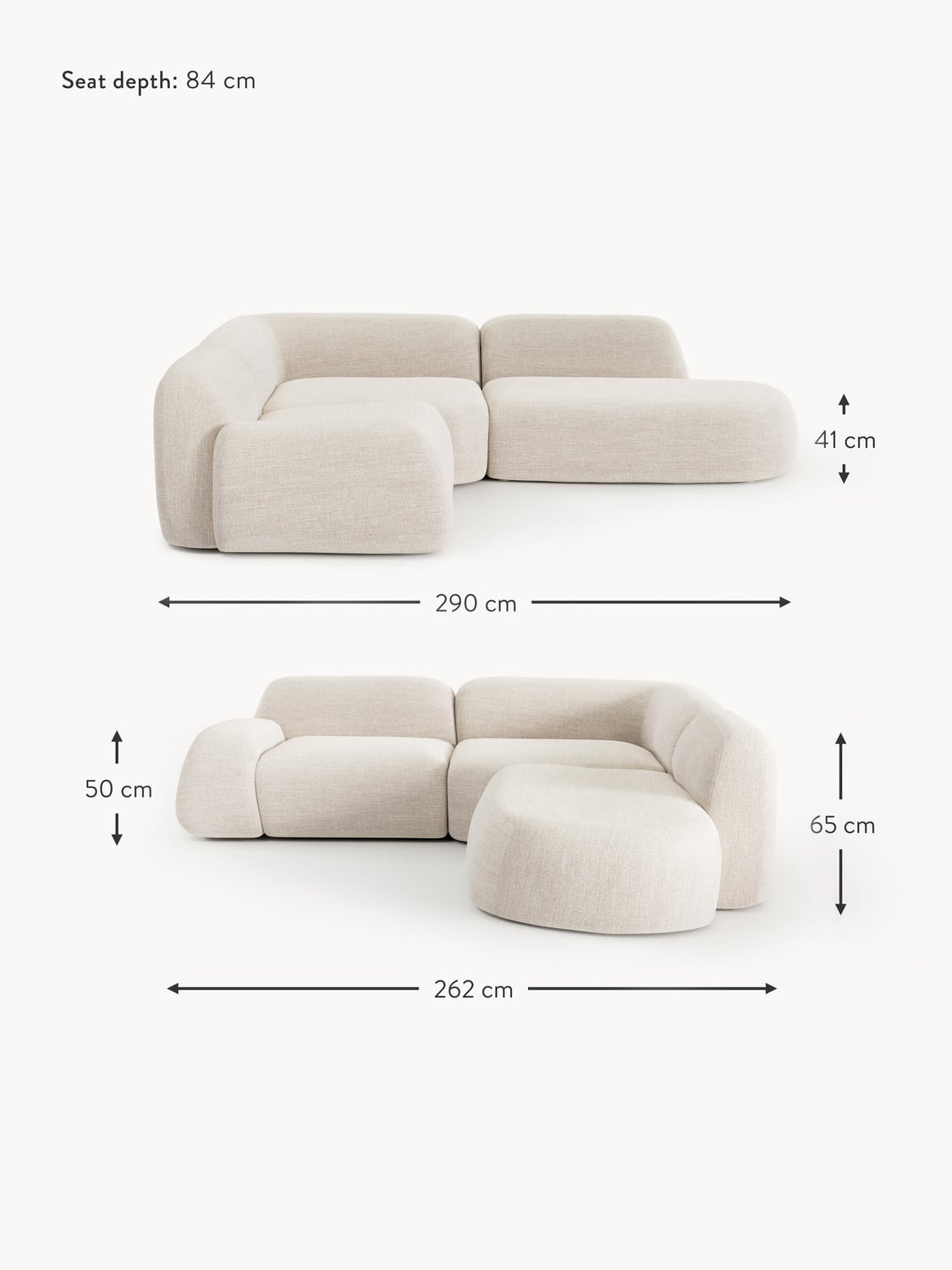 Bellara Modular Bouclé Corner Sofa (4-seater) with Chaise End