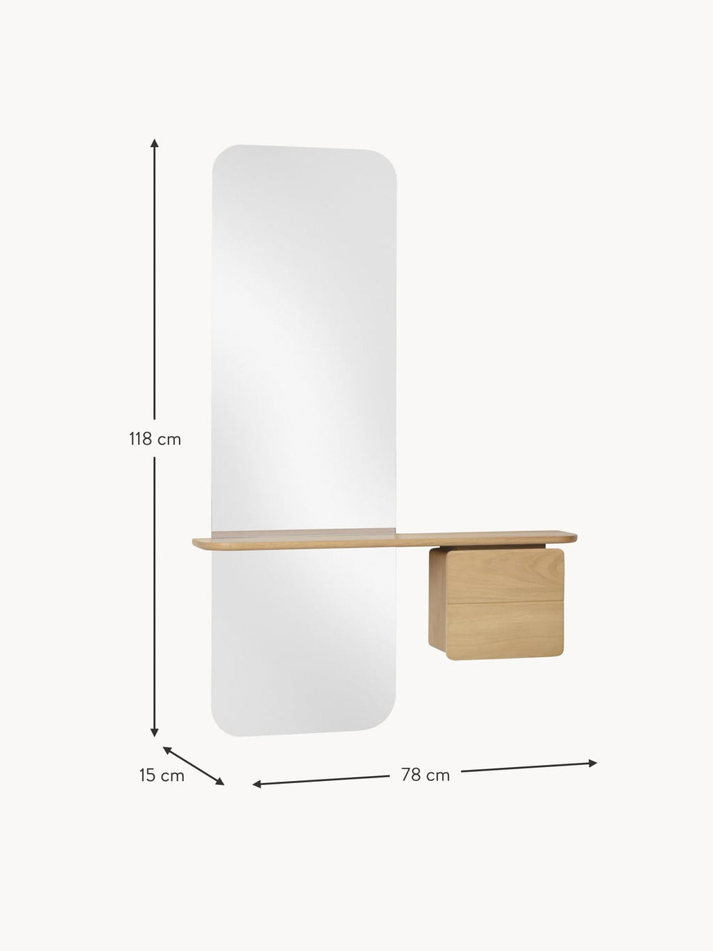 Rovellasca Wall Mirror One More with Wooden Shelf