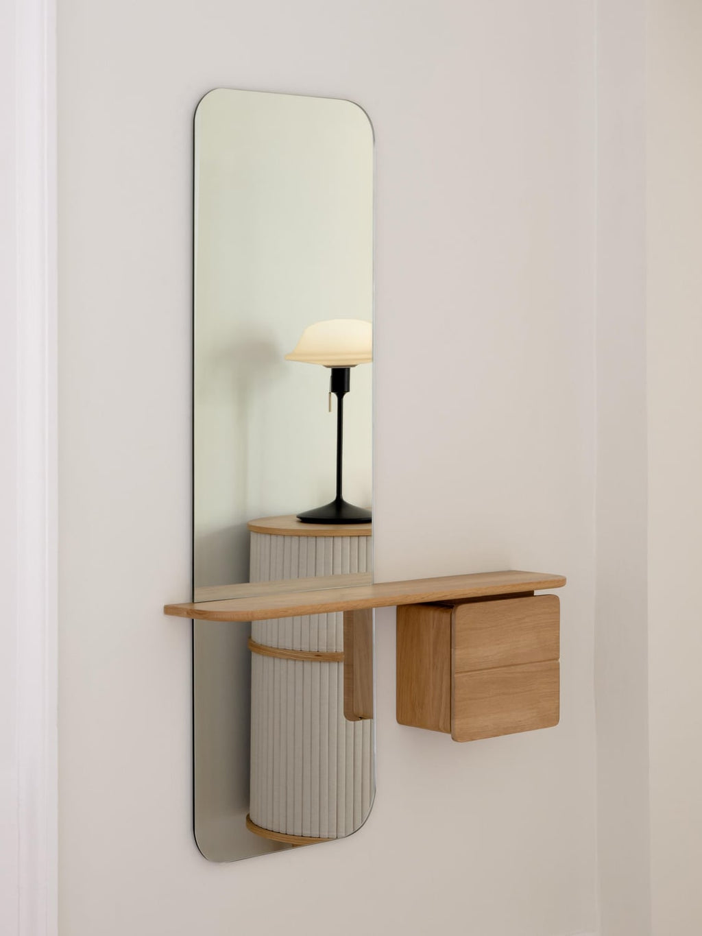 Rovellasca Wall Mirror One More with Wooden Shelf