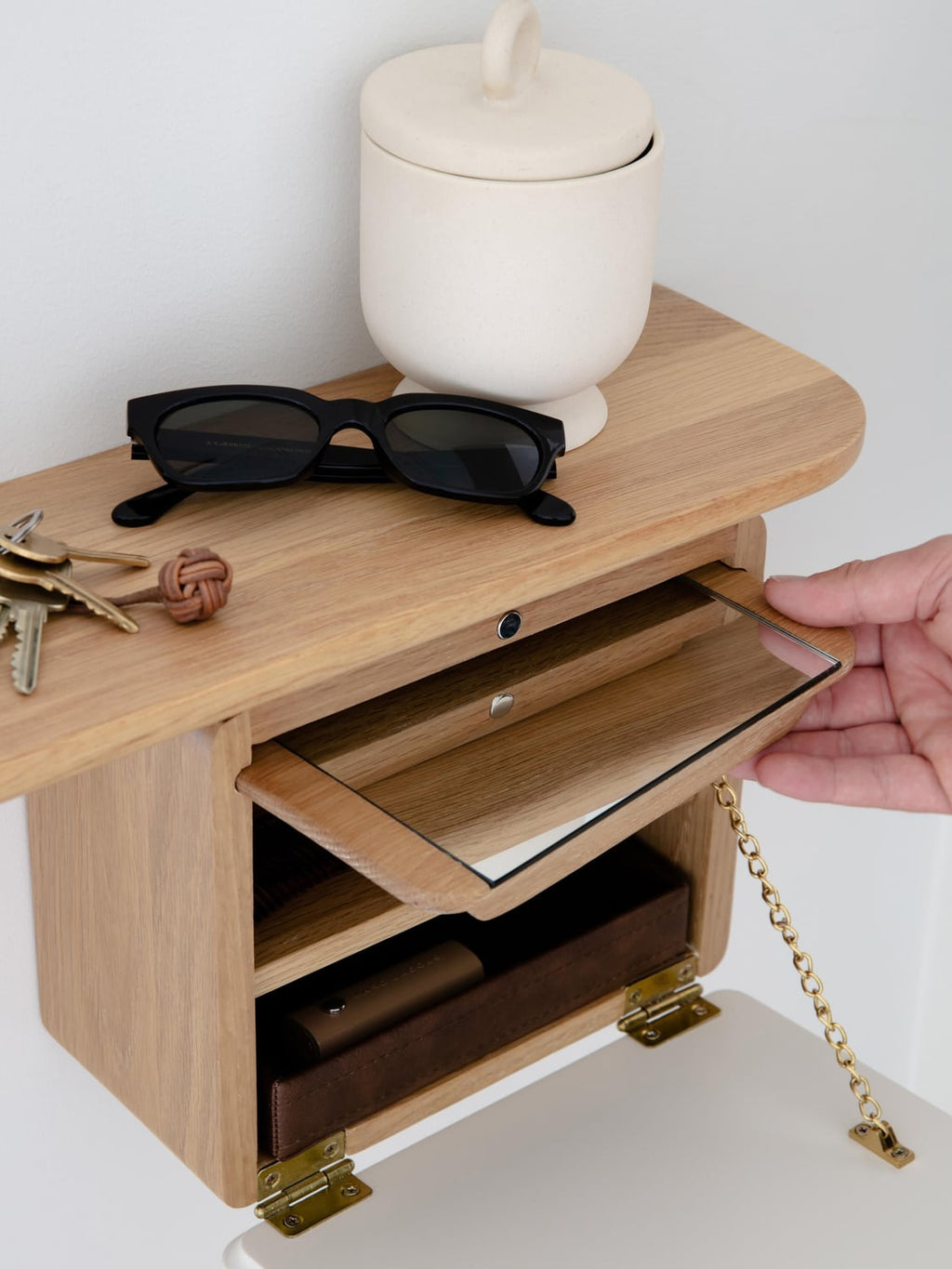 Rovellasca Wall Mirror One More with Wooden Shelf
