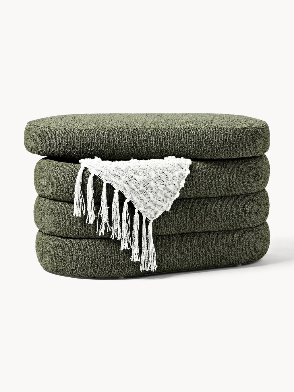 Alserio Small Bouclé Upholstered Bench with Storage Space