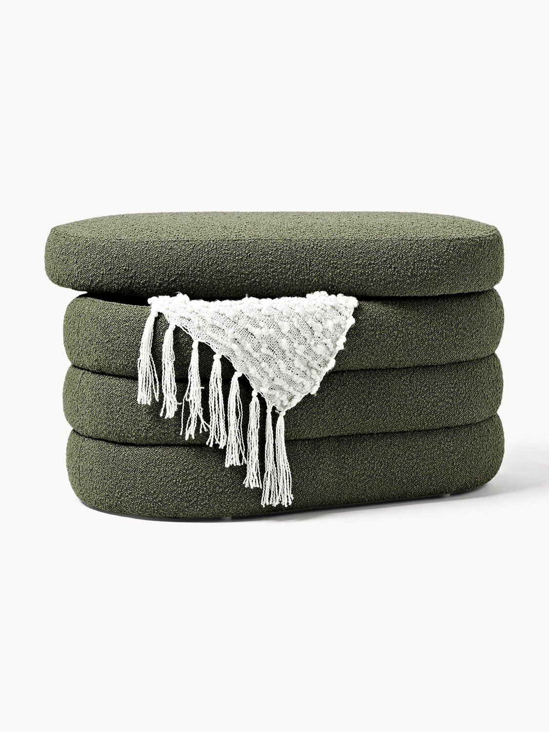 Alserio Small Bouclé Upholstered Bench with Storage Space