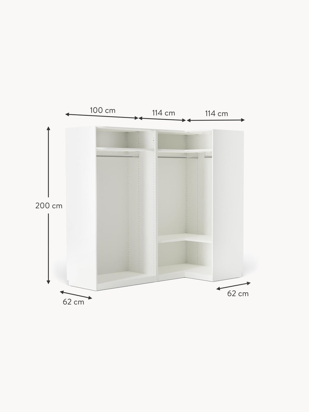 Novedrate Modular Corner Wardrobe, 215 cm Wide — available in several sizes