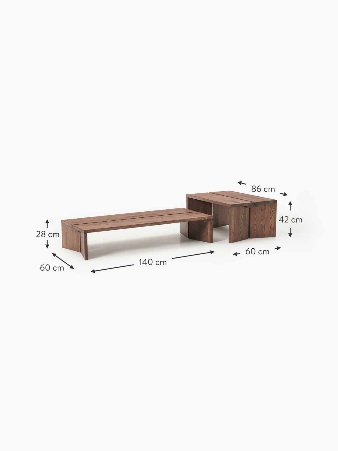 Lomazzo Oak Wood Coffee Tables (set of 2)