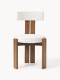 Valmora Wooden Dining Chair with Bouclé Upholstery