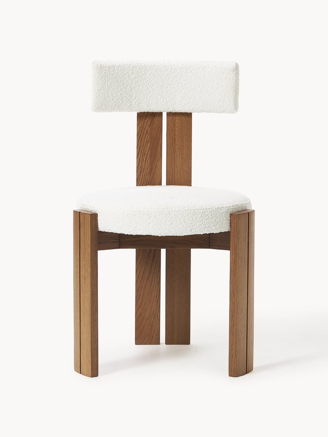 Valmora Wooden Dining Chair with Bouclé Upholstery