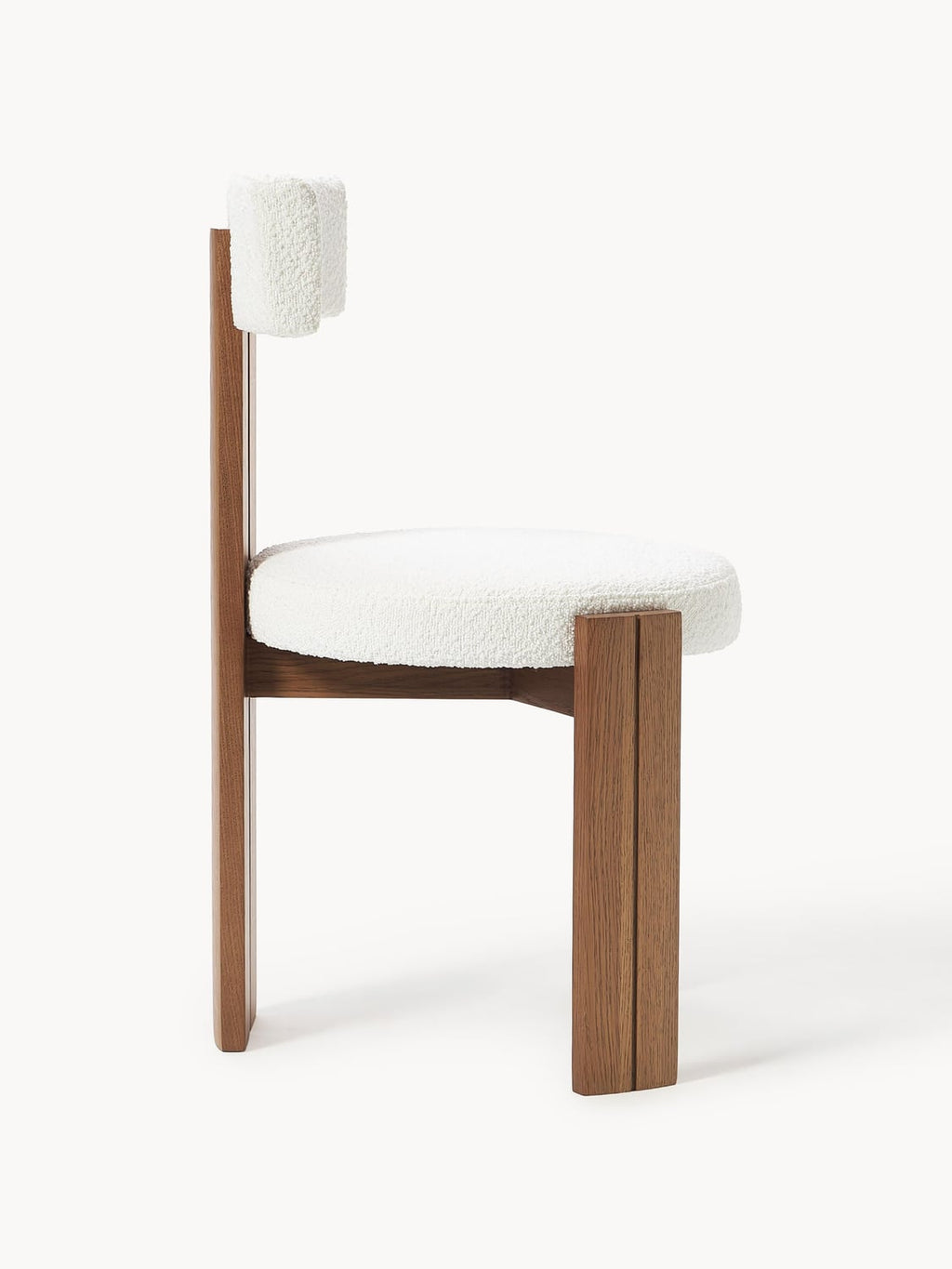 Valmora Wooden Dining Chair with Bouclé Upholstery