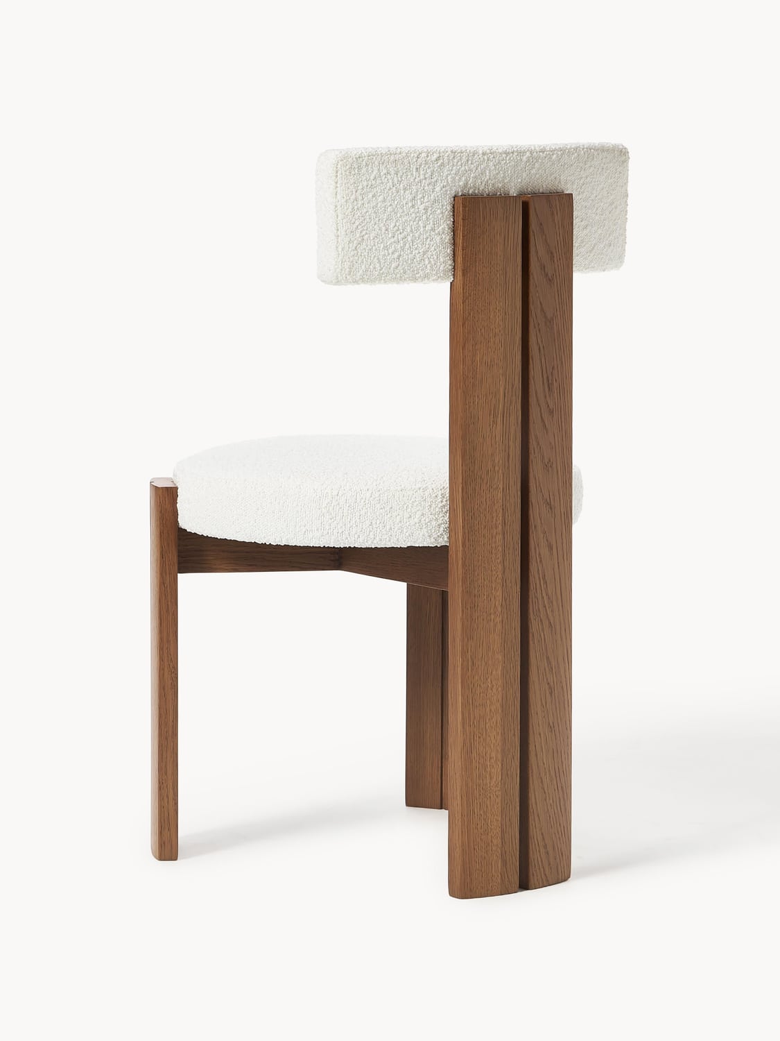 Valmora Wooden Dining Chair with Bouclé Upholstery