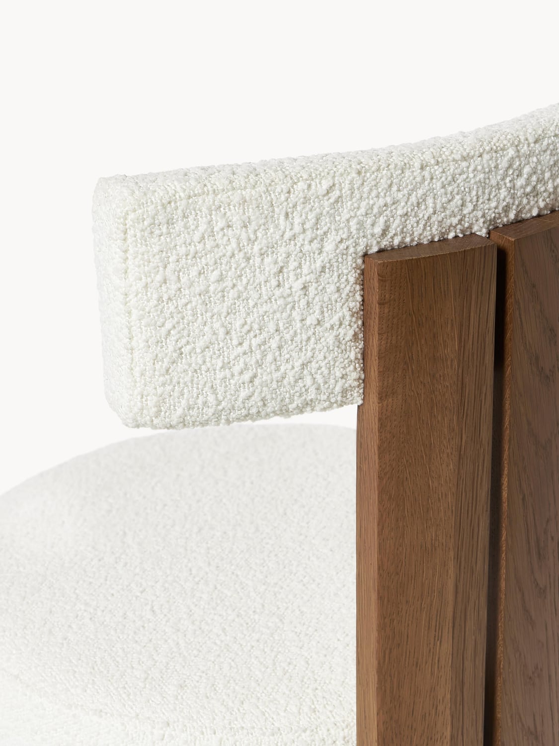 Valmora Wooden Dining Chair with Bouclé Upholstery