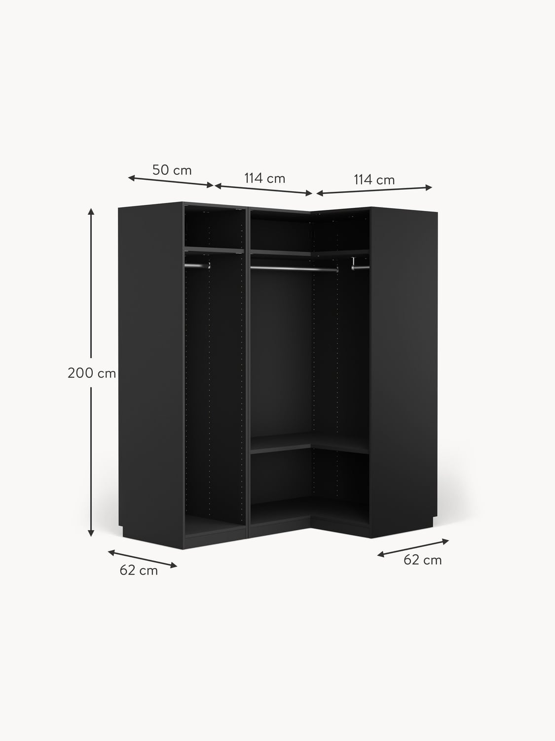 Montorfano Modular Corner Wardrobe, 165 cm Wide — available in several sizes