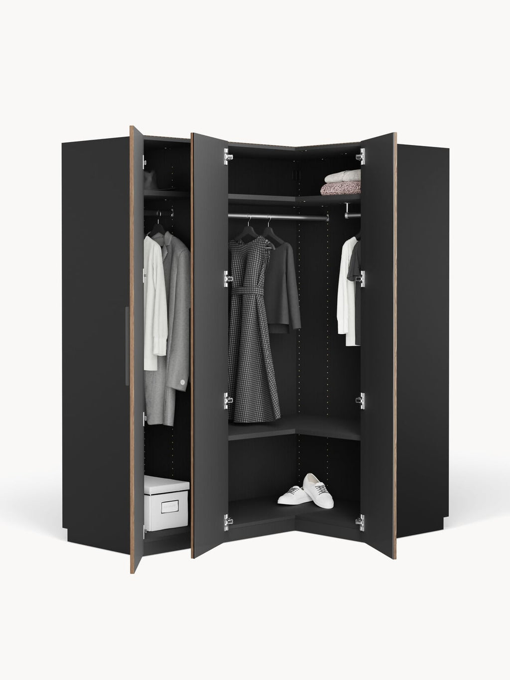 Montorfano Modular Corner Wardrobe, 165 cm Wide — available in several sizes