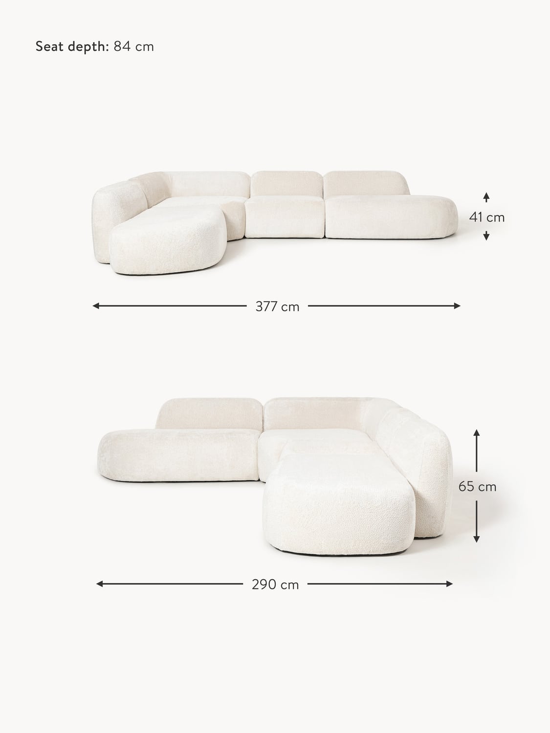 Bellara XL Modular Teddy Bouclé Corner Sofa with Chaise Ends