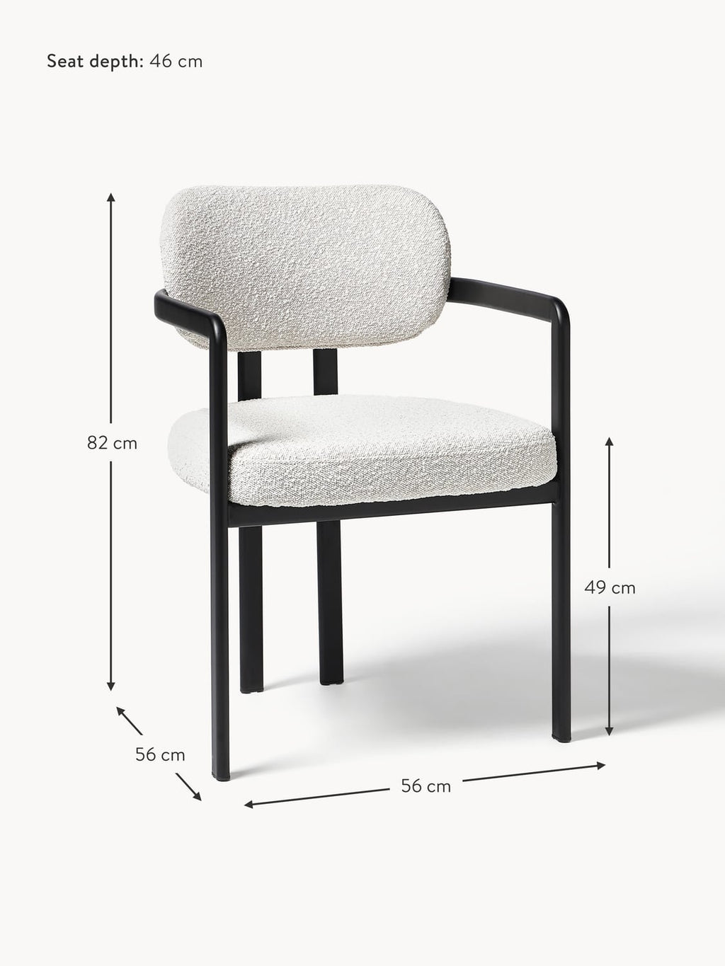 Veniano Upholstered Bouclé Dining Chair with Armrests