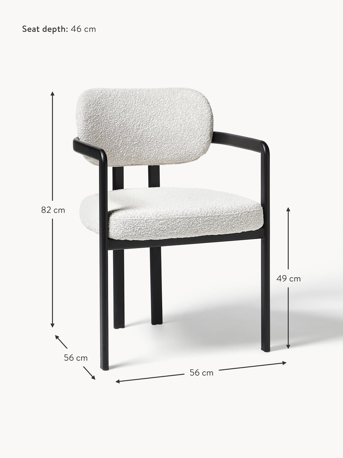 Veniano Upholstered Bouclé Dining Chair with Armrests