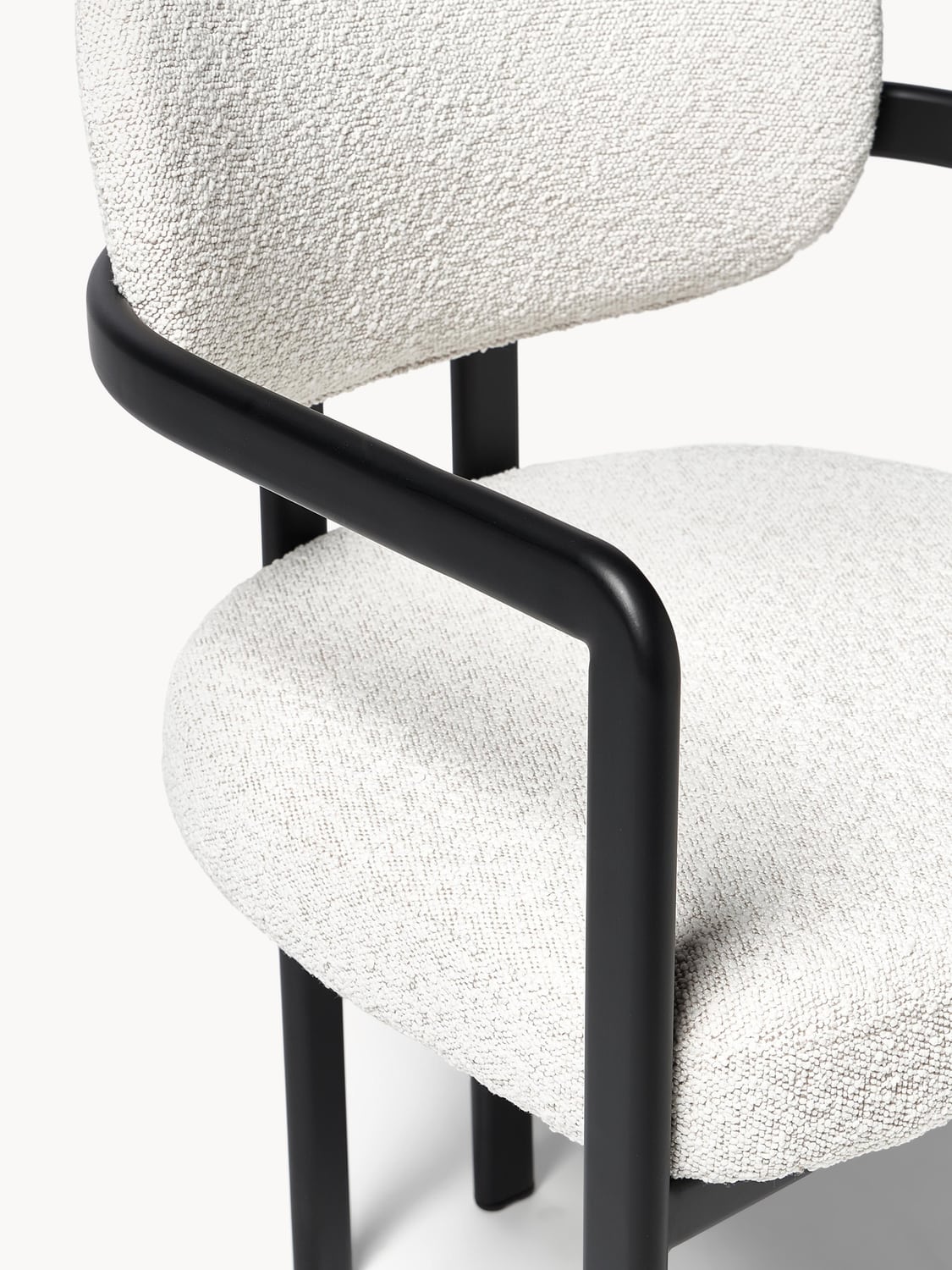 Veniano Upholstered Bouclé Dining Chair with Armrests