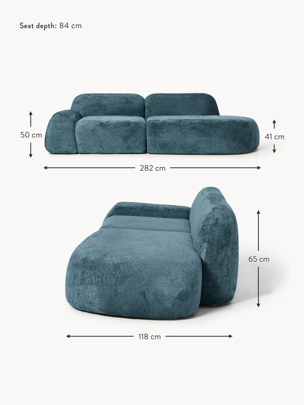 Bellara Modular Teddy Bouclé Chaise (3-seater)
