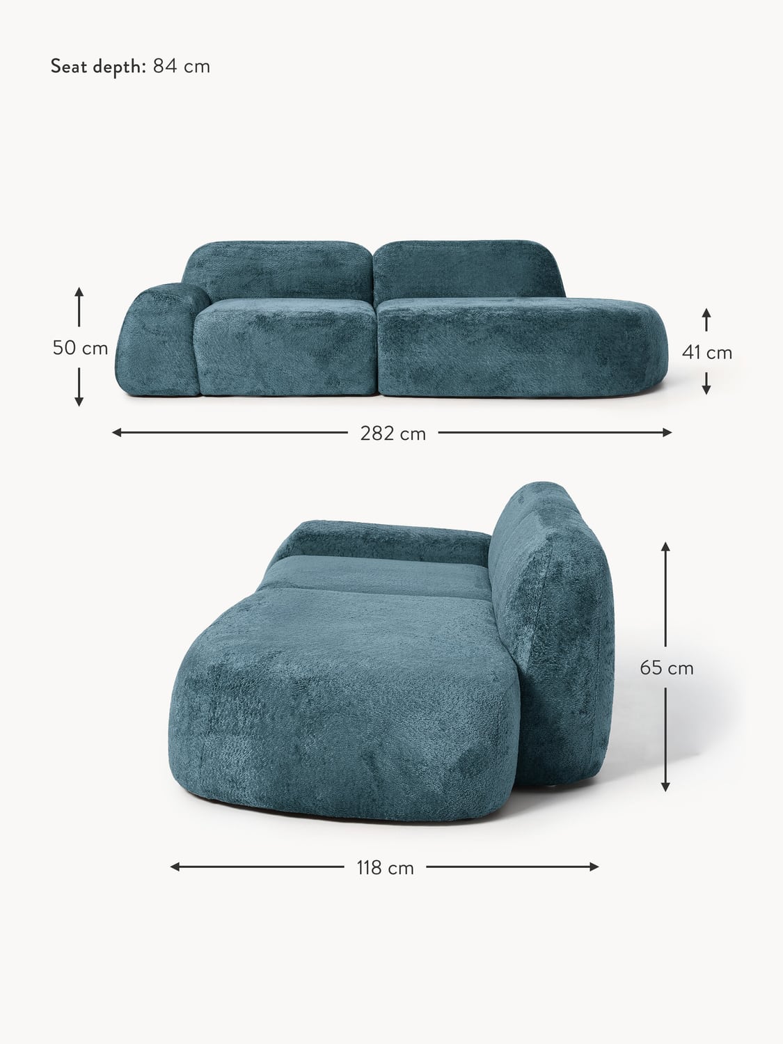 Bellara Modular Teddy Bouclé Chaise (3-seater)